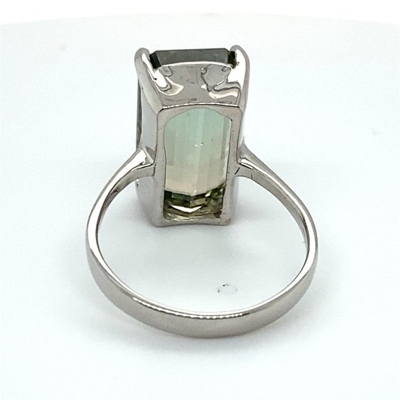 Bi Color Tourmaline 12.20ct Solid 14K White Gold Ring - Picture 5 of 6